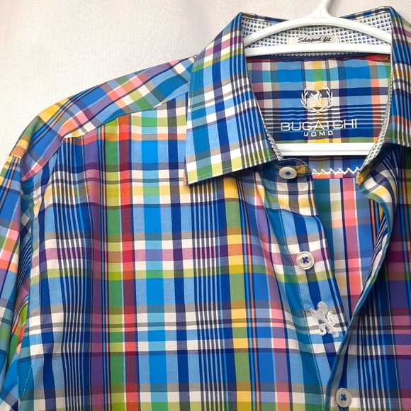 Bugatchi Candy Plaid Stripe Long Sleeve 